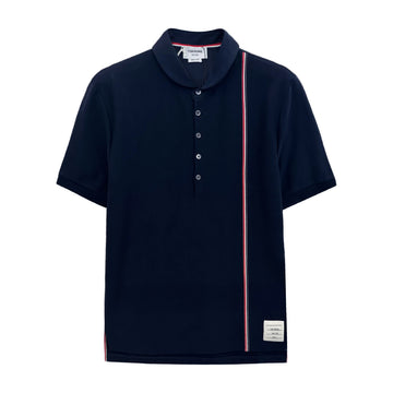 THOM BROWNE Kariertes Kurzarm-Jersey T-Shirt Navy MJP196A 415 140046281