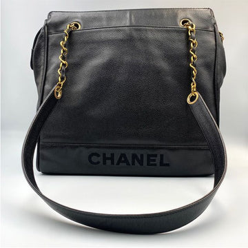 CHANEL キャビアロゴチェーンショルダーバッグ 12345 140047325