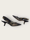 DIOR Schwarze Gold gepunktete Wildleder Pumpe Slingback 140063277 [P]