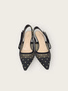 DIOR Schwarze Gold gepunktete Wildleder Pumpe Slingback 140063277 [P]