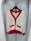 CHANEL Department Store Edition 23c White Red Cardigan Size 38 140160370 [P]