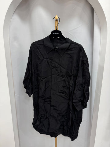 BALENCIAGA Logo Seidenhemd Kurzarm Größe 37 140161214