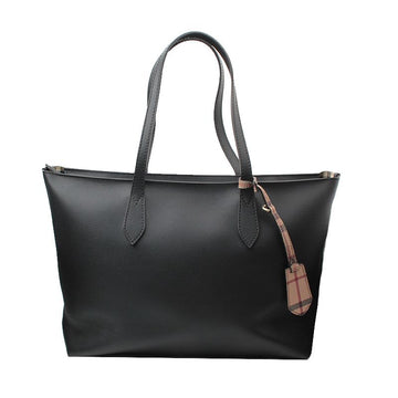 BURBERRY ブラックレザー チェック バッグチャーム ショッパーバッグ 140165200