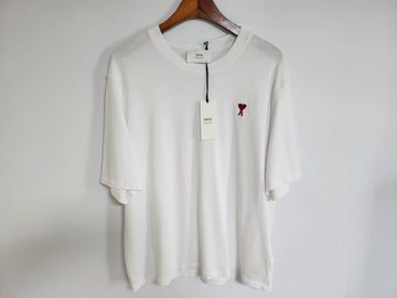 AMI L Weiß Kleine Herzstickerei Kurzarmshirt BFUTS005 140167328