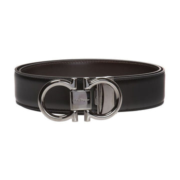 SALVATORE FERRAGAMO ダブル ガンチーニ リバーシブル 光沢 ベルト 67-9938 0694531 48938637