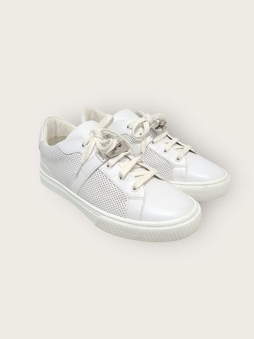 HERMES ホワイトシルバーデイケリースニーカー 39 54039130