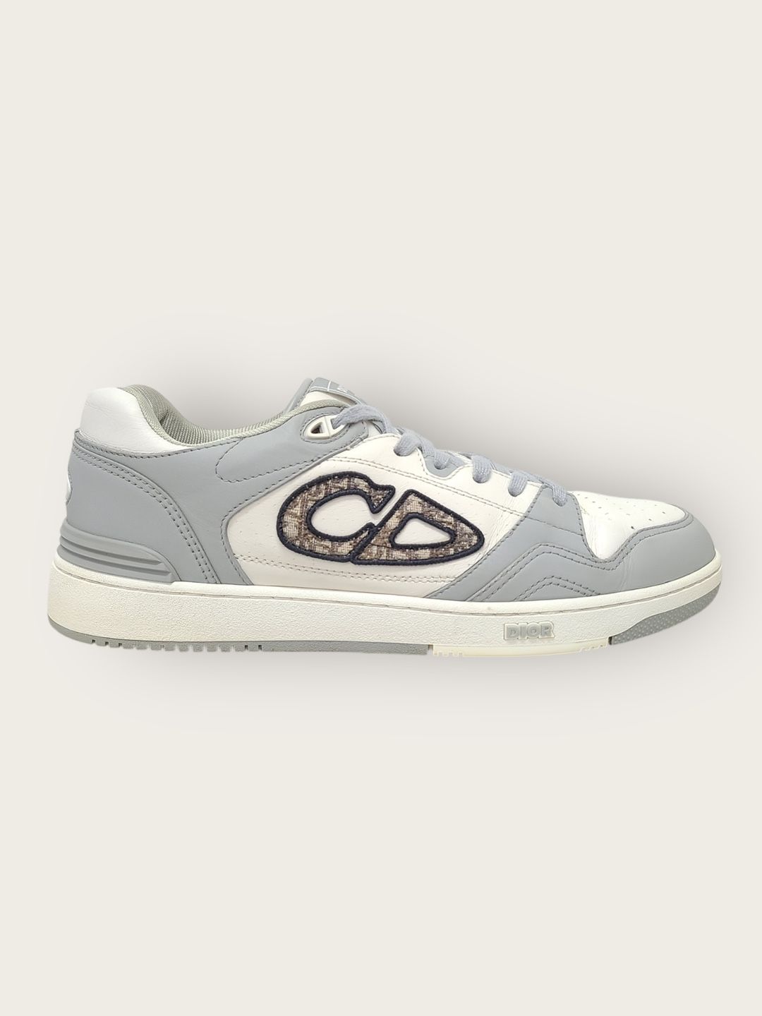 Dior Gray White Oblique B57 Dribble Low Top Sneakers 140336291