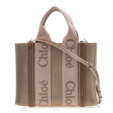 Chloe Womens Linen Woody Small Tote Bag 140337360