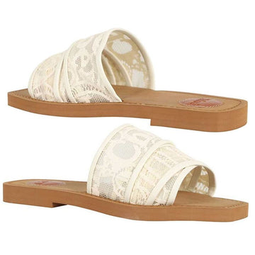 Chloe Woody Logo Lace Flat Sandals 23SS 6J1 44821569