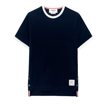 THOM BROWNE Drei-Streifen-Trimming Ringel Damen T-Shirt Kurzarm Navy FJS075A 415 140402042