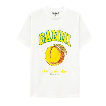 Ganni Women's Short Sleeve Peach Print T-Shirt T3529 151 140403915