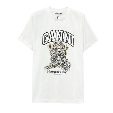 Ganni Women's Leopard Short Sleeve Relaxed T-Shirt T4124 943 140403927