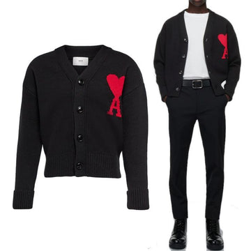 AMI Intarsia Wool Cardigan 54246721
