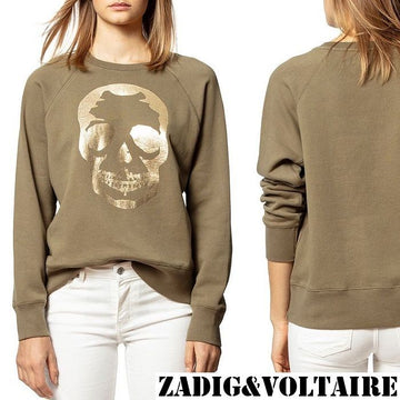 Zadig & Voltaire Upper Skull Gold Sweatshirt KHAKI 45118554