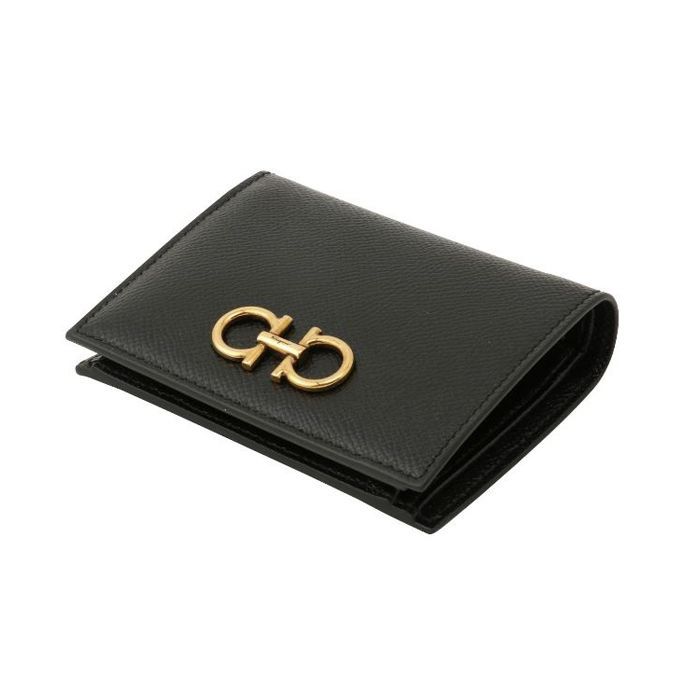 Salvatore Ferragamo Gancini Compact Wallet Black 22D780