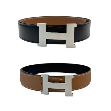 Hermes Double-Sided H Logo Belt Matte Silver Buckle Gold / Black H064544CB86 H073967CAAA 140500173