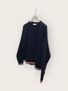 THOM BROWNE ネイビーヒドンバンディングオーバーサイズクルネックマンツーマン 60002827 [P]
