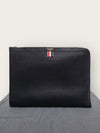 Thom Browne Black Three Stripe Tab Pebble Grain Clutch Bag 59945850 [P]