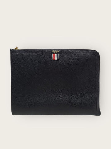 THOM BROWNE Schwarze Dreistreifen Pebble Grain Clutch 59945850