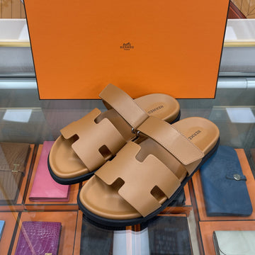 HERMES Cipre Herren Sandalen Slipper 42 Gold/Gold 140560281