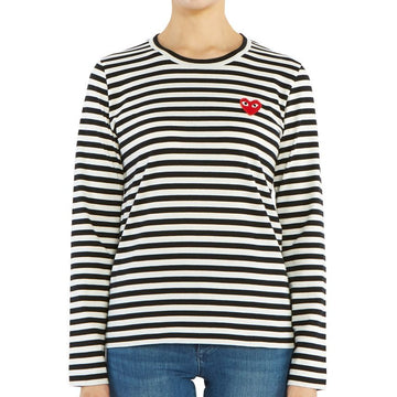 Comme Des Garcons Red Patch Stripe Long Sleeve T-Shirt 140562169