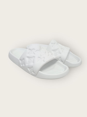 LOUIS VUITTON ホワイト モノグラム ウォーターフロント ミュール スリッパ 8 140564244