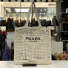 PRADA Raffia Schultertasche Weiß 1BG393 140613892 [P]