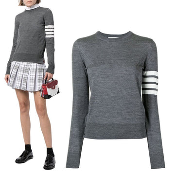 THOM BROWNE 25FW Diagonal Merinowollpullover Grau (FKA280A Y1014 035) 140617678