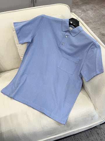 Hermes Sky Blue H Logo Polo Shirt 140637755