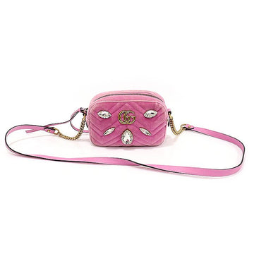 Gucci Pink Velvet GG Marmont Crystal Mini Camera Crossbody 448065 140685589