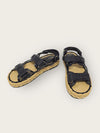 CHANEL Schwarze CC-Logo Lack-Mesh-Velcro-Sandalen 36 140686875 [P]