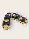 CHANEL Schwarze CC-Logo Lack-Mesh-Velcro-Sandalen 36 140686875 [P]