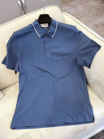 Hermes Cobalt Blue H Logo Polo Shirt 140755490