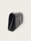 SAINT LAURENT Schwarzes Silbernagel Grand de Poudre Leder Kate Bag Klein 140764765 [P]