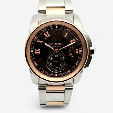 CARTIER Calibre Uhr Roségold Kombi Herren Uhr 42 Large Schokoladenzifferblatt W7100050 2018 140919079