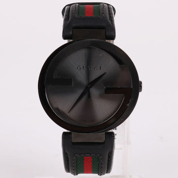 Gucci G-Frame Black Three-Stripes Leather Watch 133.2 140921026