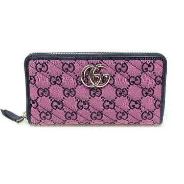GUCCI 443123 Pink Blau Multi-Farben GG Canvas Diagonal Quilted GG Marmont Reißverschluss Geldbörse 140929182
