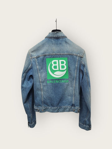 Balenciaga Washed Denim Jacket in Mid Blue Green 46 140929828