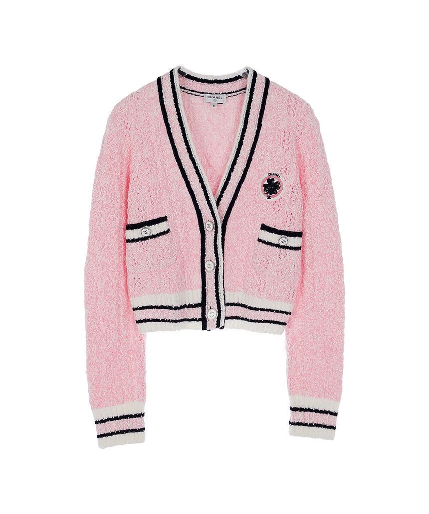 CHANEL 24P Clover Patch Cardigan 36 Pink/Multi-Color 4ET1083 96183627 ...
