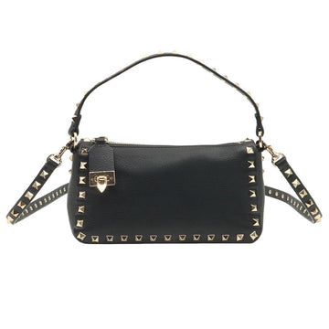 VALENTINO Schwarze Stampa Alce Kalbsleder Goldtone Rockstud Small 2WAY / WW2B0J47VSF 141010496