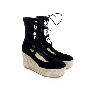 Dior iver Shoelace Wedge Heel Sandals 36 Black 5ET1201 141041334