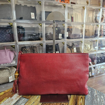 Gucci Leather Bamboo Decoration Clutch Bag 141052210 [P]