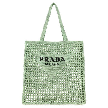 PRADA Gehäkelte Einkaufstasche mit Logo-Stickerei Mintgrün 1BG393 2C2T F0934 141065380