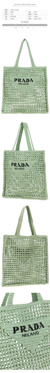 PRADA Crochet Tote Bag mit Logo-Stickerei Mintgrün 1BG393 2C2T F0934 141065380 [P]
