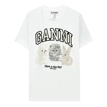 Ganni 25SS Animal Print Women's Short Sleeve T-Shirt T4237 151 141270332