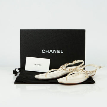 CHANEL G34963 チェーン フリップフロップ 37.5サイズ 140998259