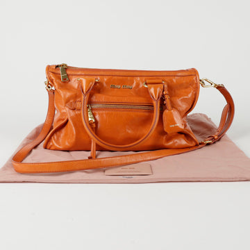 MIU MIU RL0101 Vitelio Shine Leder Tote Schultertasche 141094735