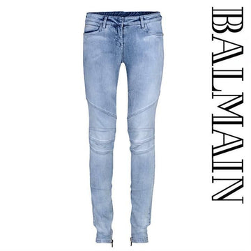 BALMAIN Blau gewaschene Bikerhosen für Damen 5645 224N C3011 141451761