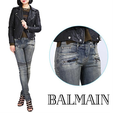 BALMAIN Frauen Hochfluss Jeans Bikerhose 5356 166N C3011 141451841