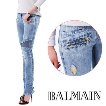BALMAIN ゴールドステッチ バイカーパンツ 5256 146N C3180 141451895